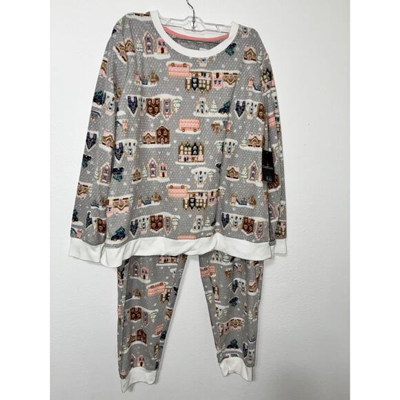 Cuddl Duds Pajamas Lounge wear Top Bottoms Christmas Houses PXL - Picture 1 of 8